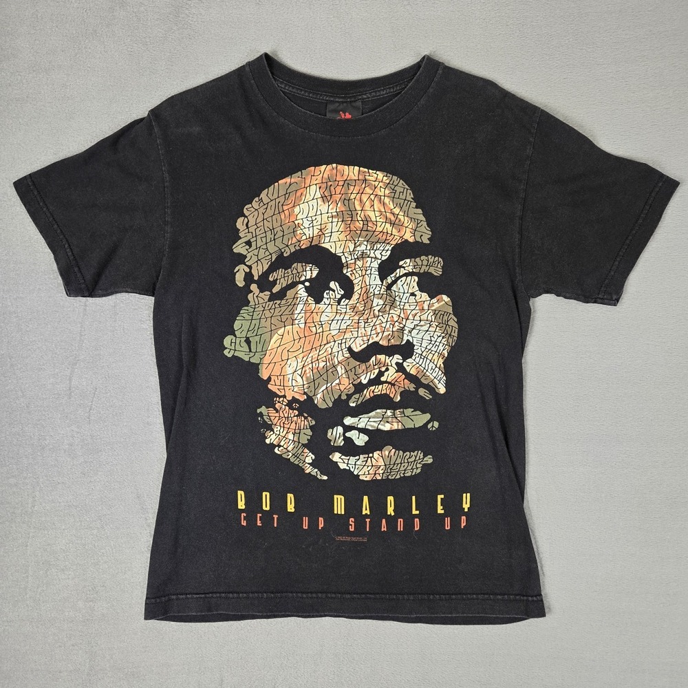 Vintage Bob Marley Shirt Mens Medium Black Y2k Zion Regge Get Up Zion Rootswear